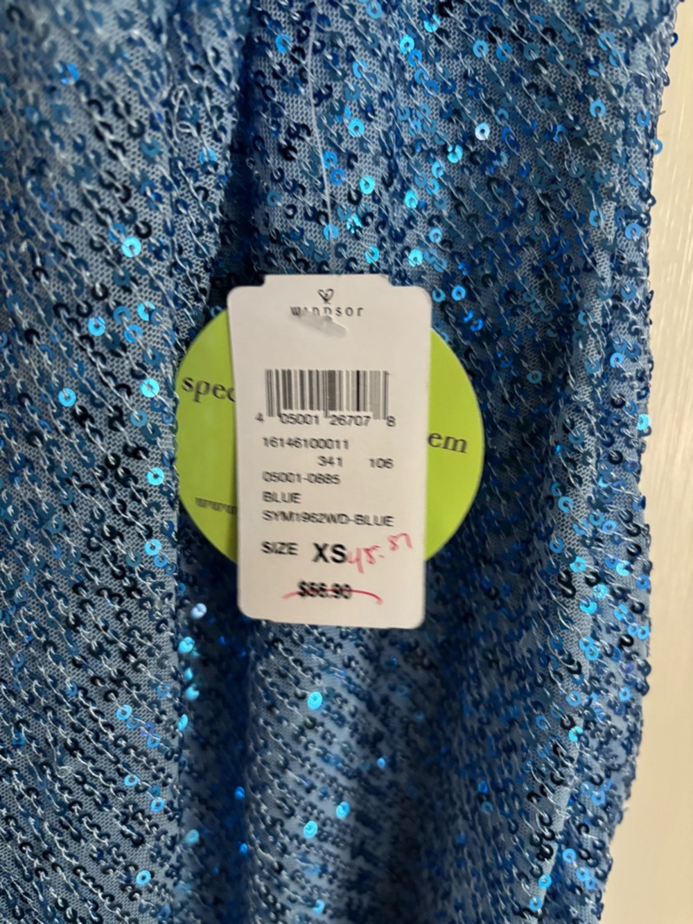 Windsor Blue Sequin Midi Slip Dress open back - Picture 3 of 3